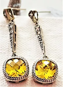 NEW CITRINE STUD DROP EARRINGS - Picture 1 of 6