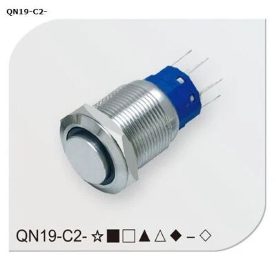 Interruptor de botón pulsador de luz LED amarilla de cabeza alta 19 mm 12 V sin bloqueo 2NO 2NC #A6- - Imagen 1 de 4