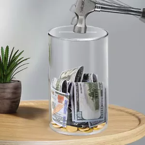Transparent Acryl Sparschwein Münzen Sparbüchse Nicht zu öffne Spardose Kinder - Bild 1 von 13