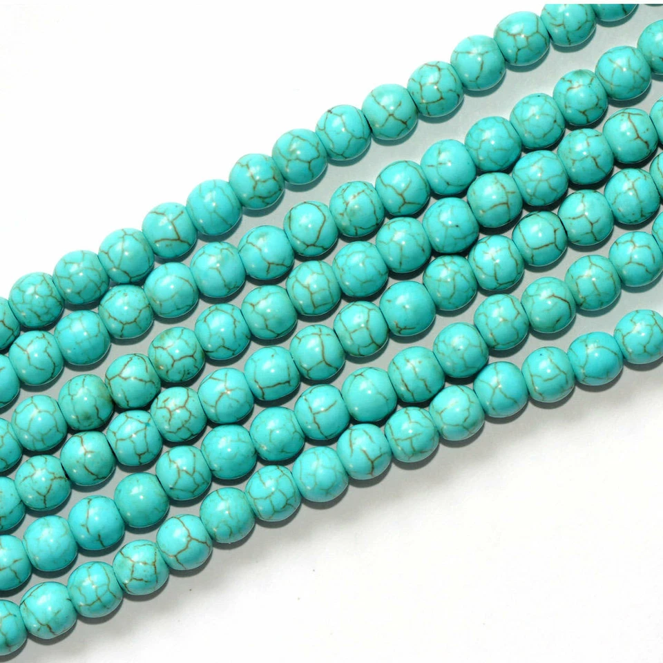 F6-07 - 6 MM BLAUER HOWLITH KUGELN STRANG - Bild 1 von 1