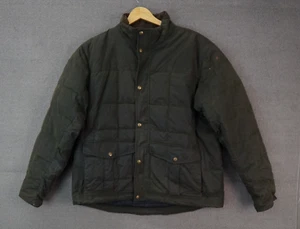 Vintage LL Bean Jacket Waxed Cotton Goose Down Puffer Green Men's Large Regular - Picture 1 of 7