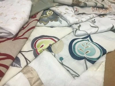 EMBROIDERED LINEN COTTON fabric REMNANTS 1kg/500g  lot various colours  textures - Image 1 of 4