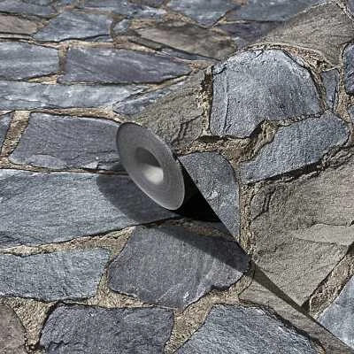 Wallpaper Brown Grey Stone Living Room Bedroom Nursery MADE IN GERMANY - Image 1 of 4