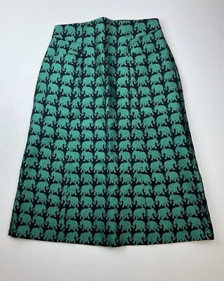 Maxi Falda Personalizada eShakti Elefante Jacquard Verde y Negro 33" Contorno Cintura Foto 1 de 4