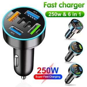 Car Fast Charger Adapter 6 USB Ports PD QC3.0 for iPhone Samsung Cell Phones - Picture 1 of 19