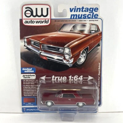 Auto World Vintage Muscle 1964 Pontiac Grand Prix Royal Bobcat figura roja coche Foto 1 de 4