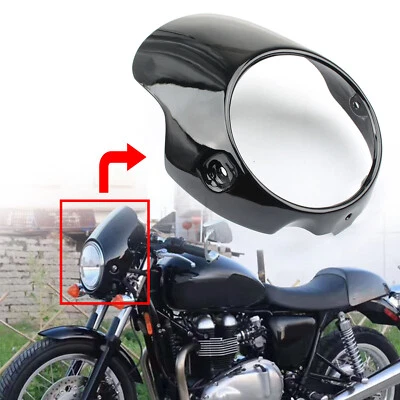 Cubierta de parabrisas de carenado de faros de 8" negra brillante para Triumph Bonneville T100 Foto 1 de 4