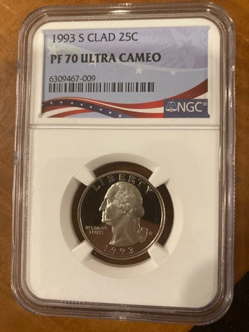 1993 S Washington Quarter 25c NGC PF70 UCAM ~ Proof Cover