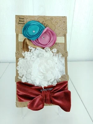 Baby Essentials 3 Head Bands Infant 0-24 Months Baby Shower Gift Photo Accessory - Image 1 of 4