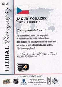 2015-16 SP Authentic Global Chirography #CZEJV Jakub Voracek  - Picture 1 of 1