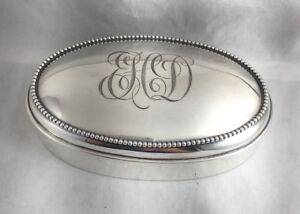 Large Gorham Sterling Beaded Hinged Box - Dated 1903