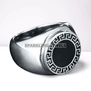 VVS Black Onyx Round Cut With 925 Sterling Silver Ring For Men #C438 # - Picture 1 of 6