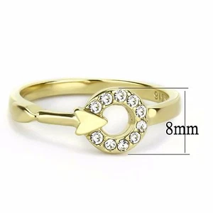 Womens Circle with Arrow 14K Gold Plated Stainless Steel Cocktail Infinity Band - Picture 1 of 4