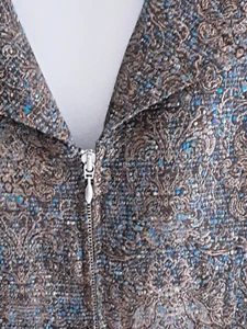 Coldwater Creek Damen Tapestry Zip Blazer Jacke Petite Größe M Braun Türkis  - Bild 1 von 8