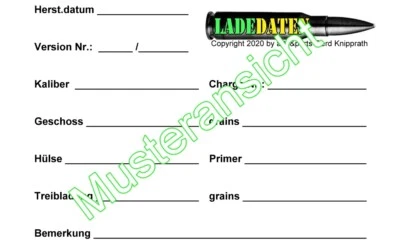 MARKENLOS 24 Ladedaten-Karten für Wiederlader RCBS Munition Matritze Lyman Lee Munition