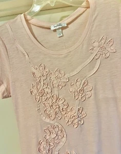 Neu mit Etikett Größe L rosa kurzärmeliges Kleid Scheune Baumwolle Blumenmuster Stickerei Top - Bild 1 von 5
