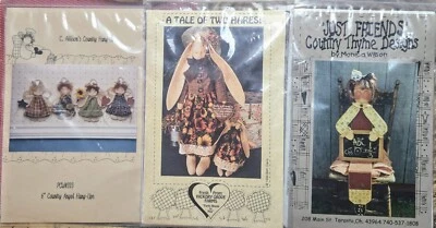 Vintage Country Craft Pattern Projects Primitive Decor Rabbit Angels Dolls 90's - Image 1 of 4