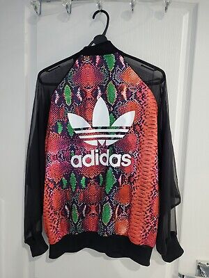 Adidas Originals Zip Up Jacket  Snake Print Sheer Sleeves Trefoil Logo S 8 10 • 18.54€