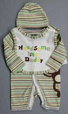 Baby Boy New Babies R Us Preemie 3Pc Handsome Like Dad Monkey Outfit W/Hat Bib - Image 1 of 4