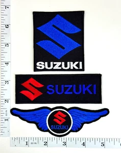 Embroidered 3-Patch Set - Motorcycles - Racing - Motocross - Iron-on - Suzuki - Picture 1 of 1