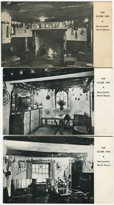 3 CARDS -THE GLOBE INN, BERRYNARBOR - Devon Postcard - Picture 1 of 2