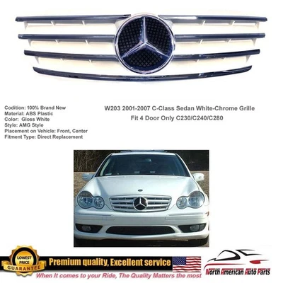 C-класса стиль решетка белый хром звезда 2001-2007 4 двери C240 C230 C320 новый - Изображение 1 из 4