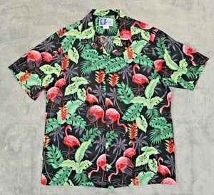 Vintage RJC Hawaiihemd Herren Large Flamingo Blumen Baumwolle Strand Knopfleiste - Bild 1 von 8
