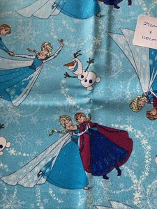 RESTSTÜCK 27cm lang x 110cm breit Anna & Elsa Frozen Baumwolle Glitzer Stoff - Bild 1 von 1