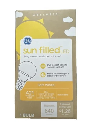 (4) Sun Filled 60W EQ A21 Soft White Dimmable LED Wellness Light Bulb - Image 1 of 4