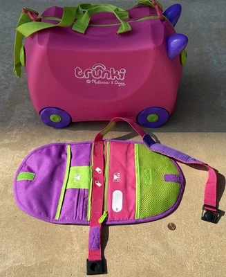 Maleta de paseo Trunki para niños equipaje de remolque para niños pequeños rosa verde púrpura con correa Foto 1 de 4