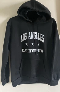 New Women Los Angeles Print Black Hoodie Hooded Sweatshirt Pullover UK 12 -14 - Picture 1 of 4