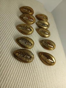 Handmade Brass Cowrie Shell Buttons Button Lot Gold Color 72 Grams Shank - Picture 1 of 8
