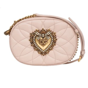 DOLCE & GABBANA DG Perlen Gold Herz Logo Kette Leder Crossbody Tasche DEVOTION - Bild 1 von 7