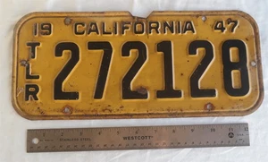 Vtg 1947 Gold / Black California License plate TLR 272128 (READ) - Picture 1 of 4