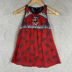 Cue Top Womens Size 6 Red Print Sleeveless Made in Australia Boho Chic - Picture 1 of 7