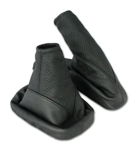 Borsa cambio + cuffia freno a mano OPEL CORSA C 100% VERA PELLE nero traforato - Foto 1 di 1