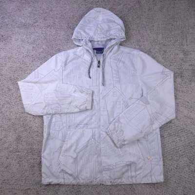 Vurt Jacket Mens Large Full Zip Skater Lined Pockets Skater Hooded White Gray - Image 1 of 4
