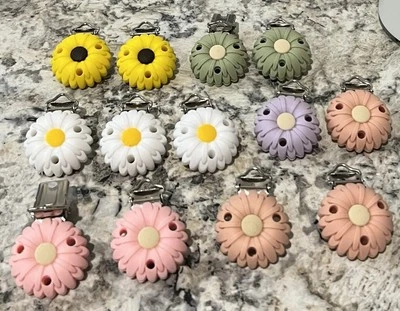 Cadenas de chupete para bebé porta clip accesorio para dentición flores diseño accesorios Foto 1 de 4