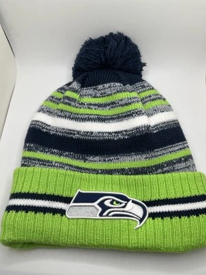 Chapéu de malha Seattle Seahawks Beanie New Era NFL Sideline Sport oficial pom algemado - Imagem 1 de 2