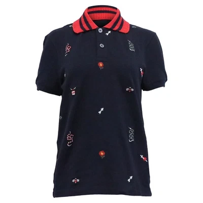 Camiseta Polo Gucci Bordada En Algodón Mujer Azul S Foto 1 de 4