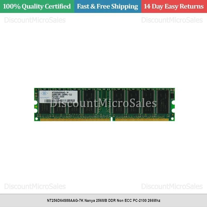 NT256D64S88AAG-7K Nanya 256MB DDR Non ECC PC-2100 266Mhz - Image 1 of 1