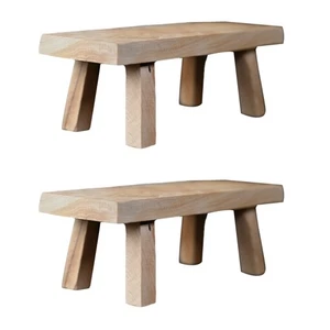 2er Pack Tiny Hocker aus unbehandeltem Holz für Sitzhocker Holz - Bild 1 von 12