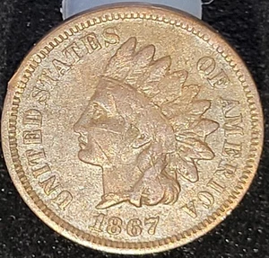 1867 Indian Head Cent, partial LIBERTY, nice mid grade coin - Picture 1 of 2