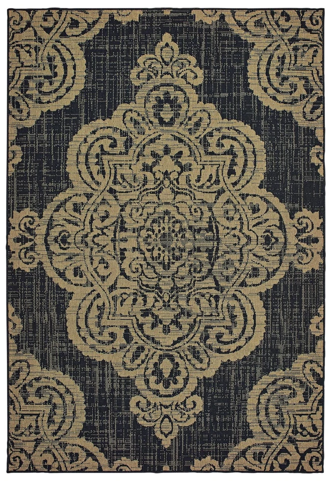 Marina 5929K 6'7"x9'6" Navy and Gray Rectangle Area Rug - Image 1 of 1