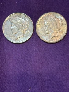 Two 1922 Peace Silver Dollars one Denver one San Francisco - Picture 1 of 6