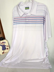 Ben Hogan Performance Golf Polo Shirt Mens 3XL White Striped Stretch Wicking Dad - Picture 1 of 7