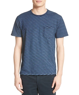 CAMISETA RAG & BONE HOMBRE MANGA CORTA JAMES ÍNDIGO RAYAS TEÑIDAS Talla M Foto 1 de 4