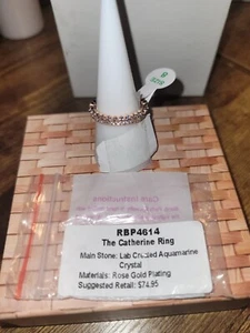 RBP4614 The Catherine ring Sz8 Lab Created Aquamarine Crystal Rose Gold plating - Picture 1 of 2
