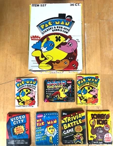 1980 Fleer PacMan Display Box plus 7 Wax Pac lot Ms. & Super, Donkey Kong etc. - Picture 1 of 6