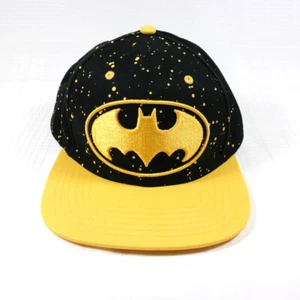 Batman Baseball Cap Flat Bill DC Comics Yellow Black Snapback Made for Six Flags - Picture 1 of 8